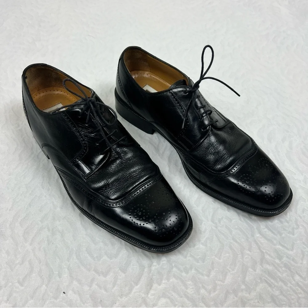 Magnanni Men’s  Black Leather Oxford Dress Shoes Classic Brogue Lace Up